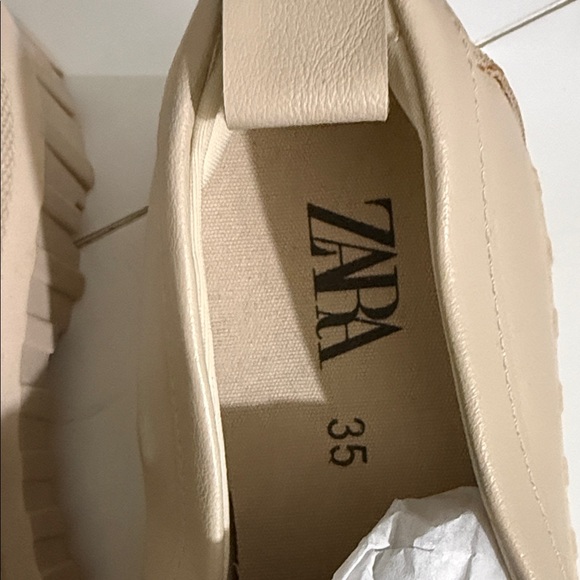 Zara Beige Chunky-Soled Penny Loafers - Picture 2 of 4